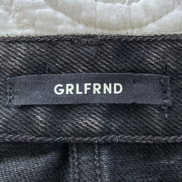 GRLFRND Eva's Studded Gusset A-Frame Black Denim Mini Skirt Sz 26 NWT - Picture 6 of 9